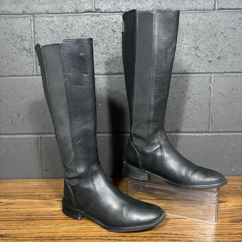 Tory Burch Black Leather Knee High Riding Boots Women’s 8.5 Stretch Brazil
